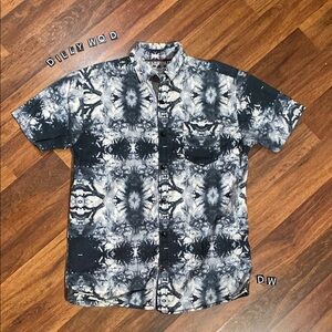 Men's Tranquility Mayhem Blue and Gray Button Up Shirt